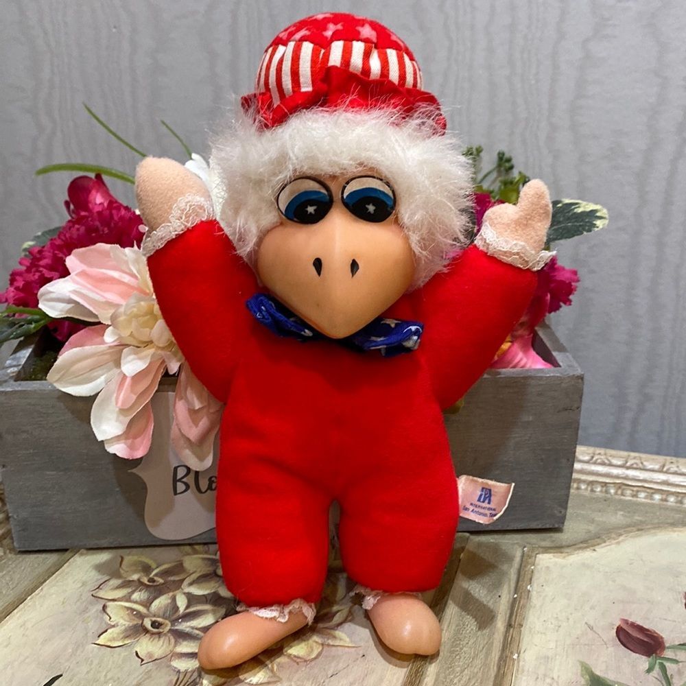 Vintage Patriotic Eagle Stuffed Toy Rubber Face and Hands Red